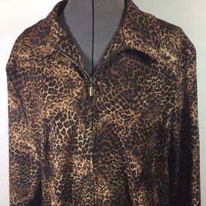Animal Print Unlined Zipper Front Jacket Size 16